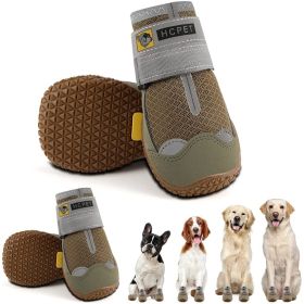 Dog Boots Breathable Dog Shoes (Color: Khaki-Grey, Size: #7 (width 2.55 inch) for 63-78 lbs)