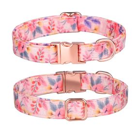 Sunflower pet collar cotton breathable dog collar pet supplies wholesale (Colour: Pink, Size: M width 2.0 adjustment 31-50CM)