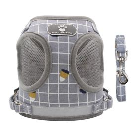 Dog Harness And Leash Set (Colour: Grey Lattice, Specification (L * W): M)