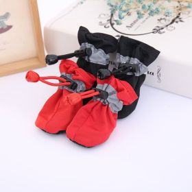 4pcs Dog Shoes; Large Pet Waterproof (Color: Red, Size: M)