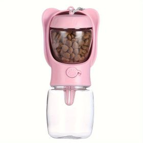 2 In 1 Dog Water Bottle (Color: Pink, Size: 350ML)