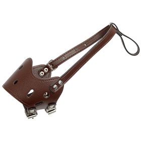 Dog Muzzle Leather (Color: Coffee, Size: XL)