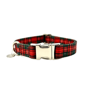 Adjustable Collar - Quick Release Metal Alloy - Red Plaid (Color: Red Plaid, Size: Medium)