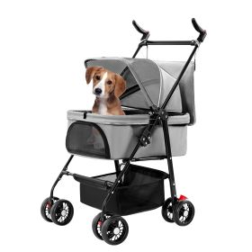 4 Wheel Dog Stroller (Color: Grey)