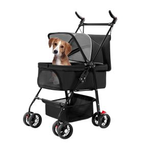 4 Wheel Dog Stroller (Color: Black)