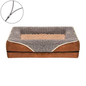 Removable And Washable Dog Sofa And Dog Bed (Color: Brown, Size: L ( 39.37*23.62*6.3 in ))