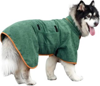 Green Microfiber Dog Bathrobe, Super Absorbent Dog Towel, Bathrobe For Puppy, Medium And Large Dogs (Size: XL)