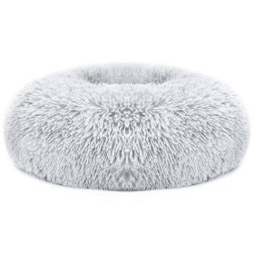 Dog Bed Soft Warm Fleece (Color: Gray, Size: M)