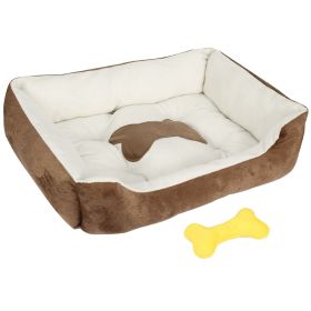 Pet Dog Bed Soft Warm Fleece Puppy Bed (Color: Brown, Size: S)