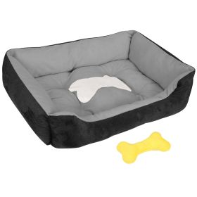 Pet Dog Bed Soft Warm Fleece Puppy Bed (Color: Black, Size: S)