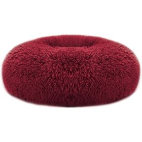 Dog Bed Soft Warm Fleece (Color: Red, Size: M)