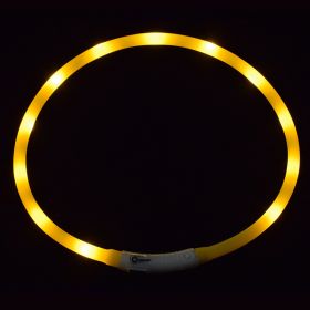 Dog's LED Light Up Collar With USB Recharging Port (Color: Yellow)