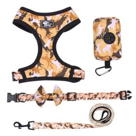 4-Pcs Set Reflective No Pull Dog & Harness (Color: Yellow, Size: M)