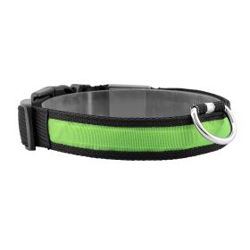 LED Dog Collar USB Rechargeable (Color: Green, Size: XL)