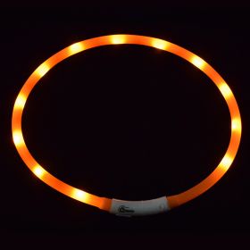 Dog's LED Light Up Collar With USB Recharging Port (Color: Orange)
