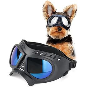 Dog Glasses for Small Breed Dog Goggles (Color: Black with Blue lens)