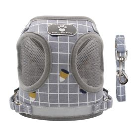 Dog Harness And Leash Set (Colour: Grey Lattice, Specification (L * W): XL)