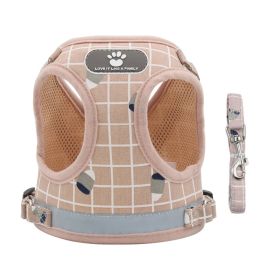 Dog Harness And Leash Set (Colour: Powder Lattice, Specification (L * W): XL)
