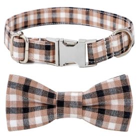 Plaid Dog Collar with Bow Pet Gift Adjustable Soft and Comfy Bowtie Collars for Small Medium Large Dogs (Colour: Style 4, Size: S 2.0x40cm)