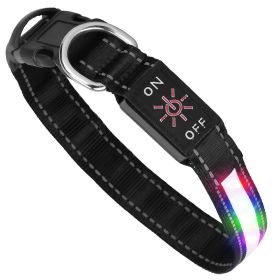 Light Up Dog Collar LED Dog Collar Safety Night Glowing Dog Collar with 9 Light Colors IPX7 Waterproof USB Rechargeable (Size: L)