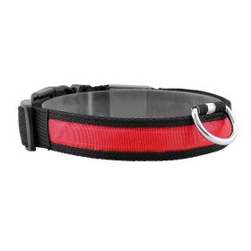 LED Dog Collar USB Rechargeable (Color: Red, Size: Large)