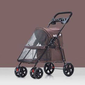 Dog Stroller, Quick Folding, Shockproof (Color: Brown)