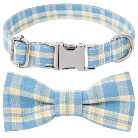 Plaid Dog Collar with Bow Pet Gift Adjustable Soft and Comfy Bowtie Collars for Small Medium Large Dogs (Colour: Style 1, Size: M 2.5x50cm)