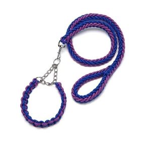 Eight-strand nylon braided dog collar leash dog chain impact blasting chain pet leash (Colour: Blue And Purple, Specification (L * W): L)